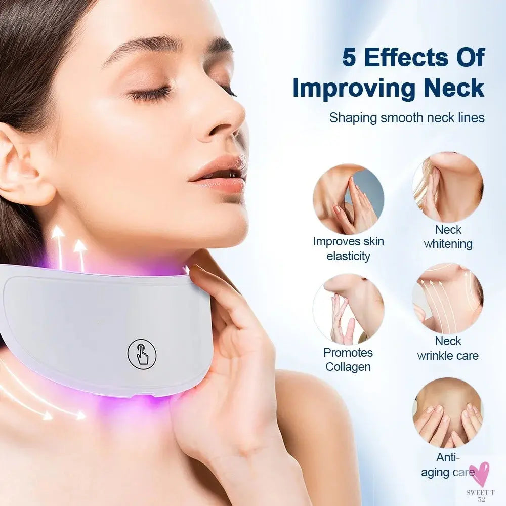 7 Color LED Facial Mask with Neck Red Light Therapy Mask for Skin Tightening/Lifting - Anti-Aging Bio-Light Beauty