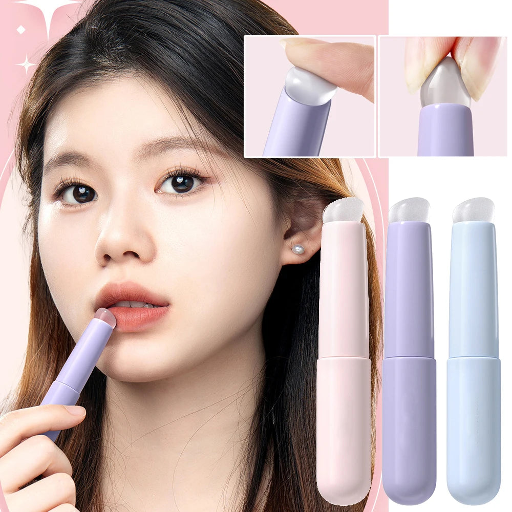 Q Soft Silicone Lip Brush with Dust Proof Cover round Head Lipstick Applicator Lip Cosmetic Tool Multi-Use Eyeshadow Brush