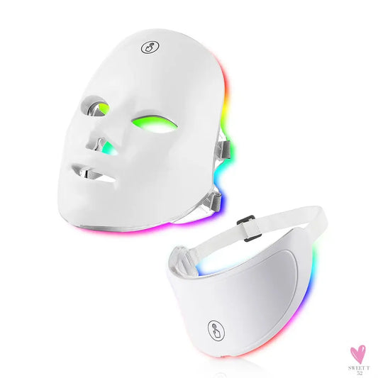 7 Color LED Facial Mask with Neck Red Light Therapy Mask for Skin Tightening/Lifting - Anti-Aging Bio-Light Beauty