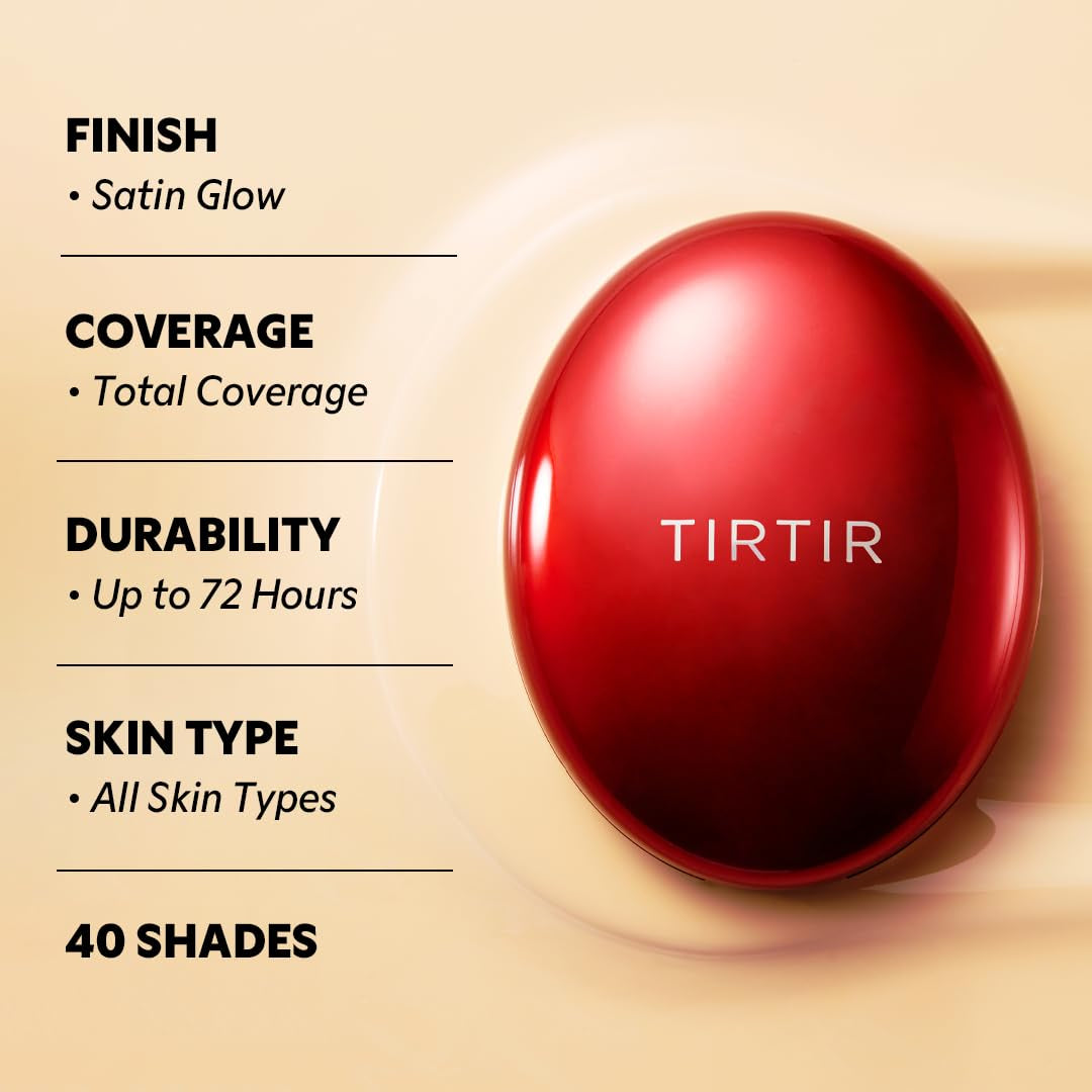 Mask Fit Red Cushion Foundation | Full Coverage, Weightless, Skin Fit, Satin Glow Finish, Korean Makeup BB Foundation, Beauty, Tattoo Cover Up, Buildable (#21W Natural Ivory, 0.63 Fl Oz)