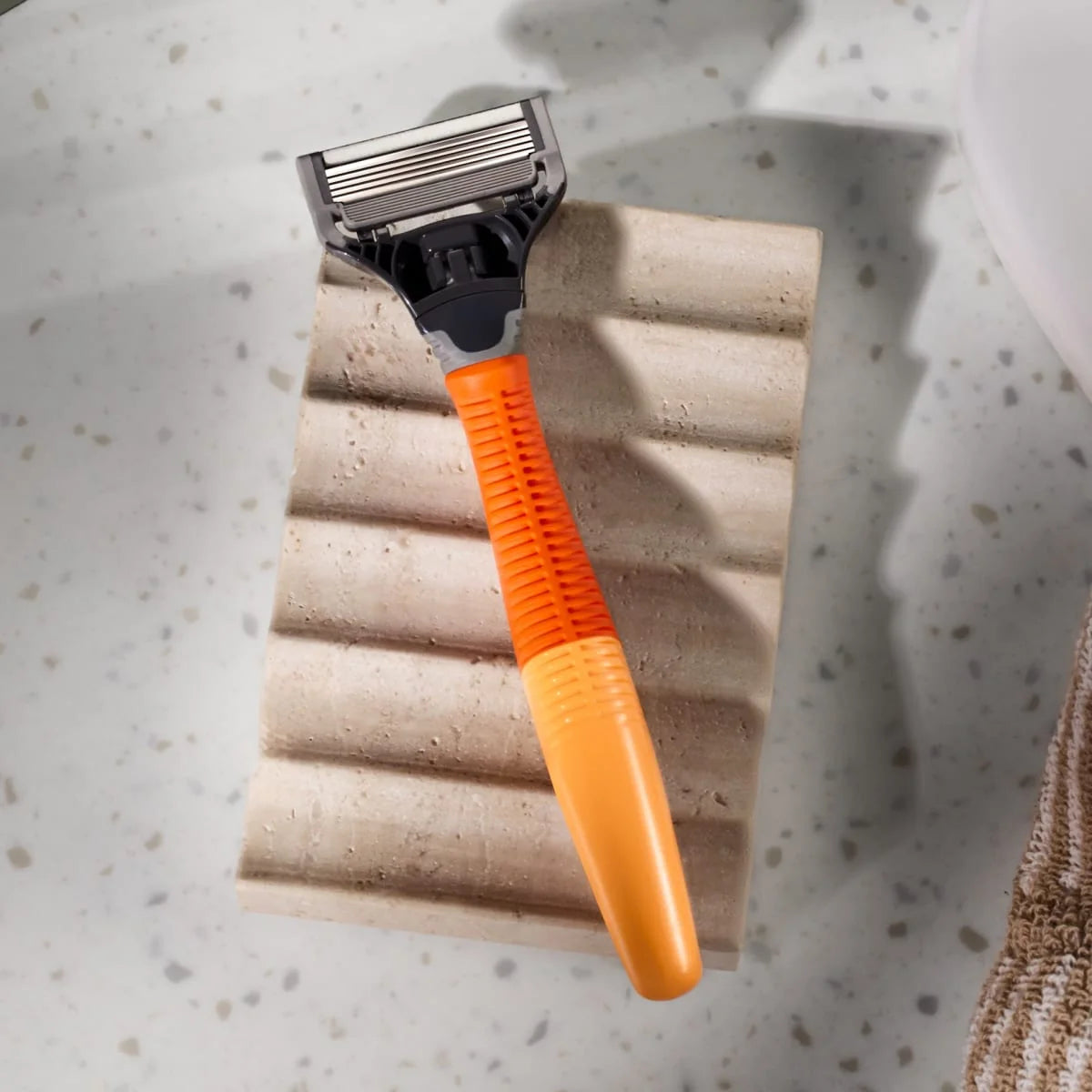 Shaving Razor for Men with 5 Razor Blade Refill Cartridges, Ember Orange