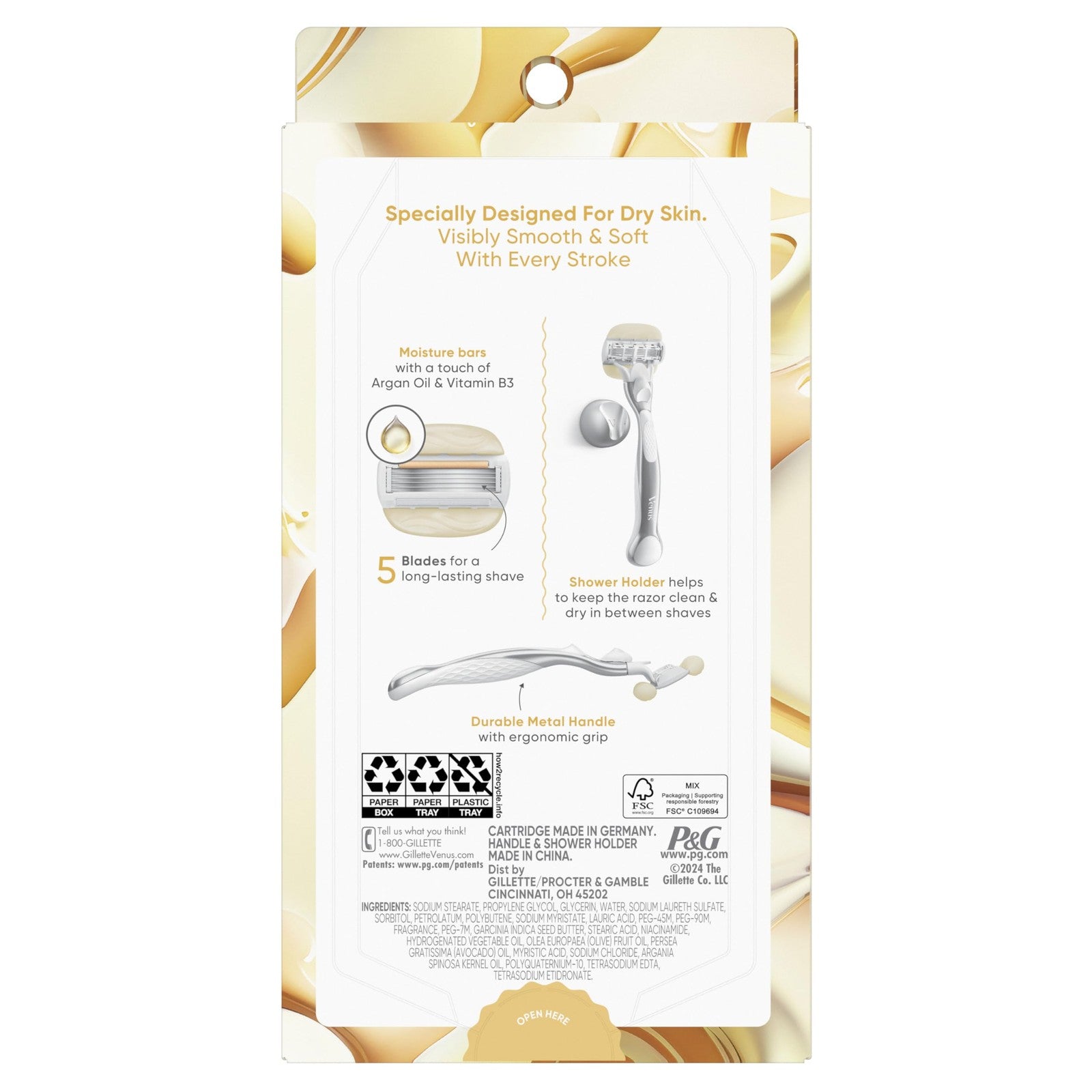 Women'S Razor with Reusable Handle, 2 Blade Refills, and Shower Holder