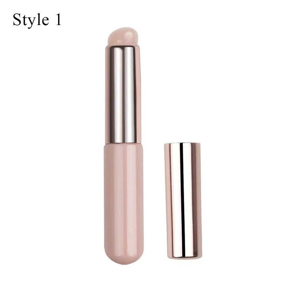 Q Soft Silicone Lip Brush with Dust Proof Cover round Head Lipstick Applicator Lip Cosmetic Tool Multi-Use Eyeshadow Brush